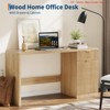 60" Modern Fluted Executive Desk w/ Storage Cabinet, Home Office Desk w/ Drawer & Cabinet, Wooden Fluted Desks Computer Writing Table - 3 of 4