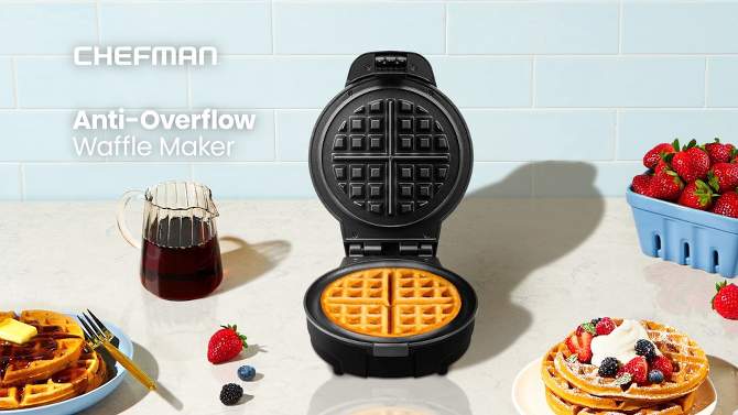 Chefman Anti-Overflow Waffle Maker Black Stainless Steel, 2 of 10, play video