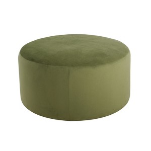 VYNXARIA Olive Green Round Ottomans and Benches - 16" High x 30" Wide, Modern and Versatile Design - 1 of 4