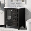 NicBex 30" Bathroom Storage Cabinet with Sink, Bathroom Vanity, 1 Glass Cabient Door, 3 Drawers for Bathroom - 3 of 4