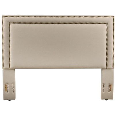 Glenwillow Home Baffin Upholstered Headboard in Taupe Linen, Full/Queen Size