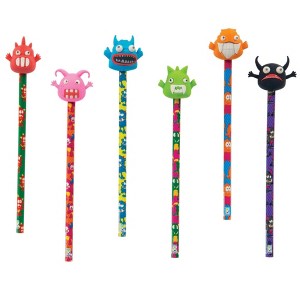 Monster Eraser Topper Pencils (6 Pack) - Creepy Designs, Fun Erasers, #2 HB Lead - 1 of 2