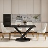 55" Modern Rectangular Dining Table for 6,Sintered Stone Top with Black Metal X-Leg Base-Maison Boucle - 3 of 4
