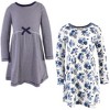 Touched by Nature Big Girls and Youth Organic Cotton Long-Sleeve Dresses 2pk, Navy Floral - 2 of 4