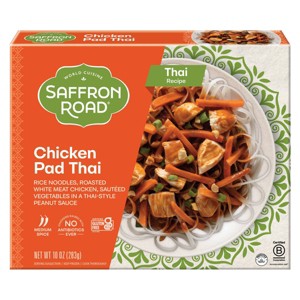 Saffron Road Chicken Pad Thai with Rice Noodles Gluten Free Asian Meal Frozen Dinner - 10oz - 1 of 4