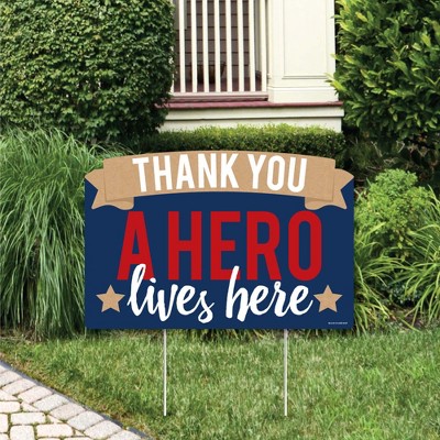 Big Dot of Happiness Thank You to Our Heroes - Appreciation Yard Sign Lawn Decorations - A Hero Lives Here Party Yardy Sign