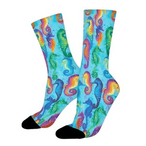 Seahorses Women Printed Crew Socks Funny Funky Socks Soft Polyester Novelty Gifts for Artists Men - 1 of 1