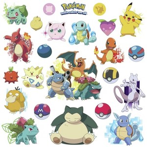 Pokemon Iconic Peel and Stick Kids' Wall Decal: RoomMates Vinyl Self-Adhesive Blue Figures, 24 Pieces, 18"x10" - 1 of 4