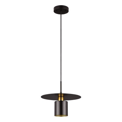 Contemporary 71'' Black and Brass Metal Pendant Light