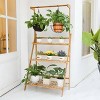 3 Tier Heavy Duty Bamboo Plant Stand Foldable Corner Planter Indoor Flower Pots Display Rack for Outdoor Garden Balcony & Patio - 4 of 4