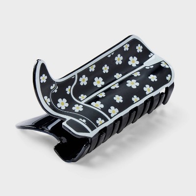 Daisy Print Cowboy Boot Claw Hair Clip - Wild Fable™ Black