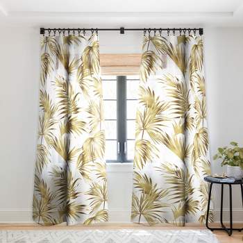 Marta Barragan Camarasa Golden Palms Single Panel Sheer Window Curtain - Deny Designs