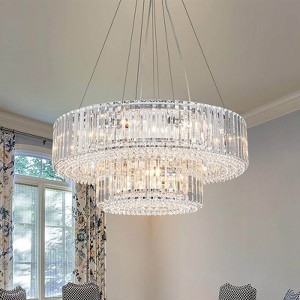 LLHZSY 12 Light Chrome Modern Round Crystal Chandelier for Dining Room 25 31/32“ - 1 of 4