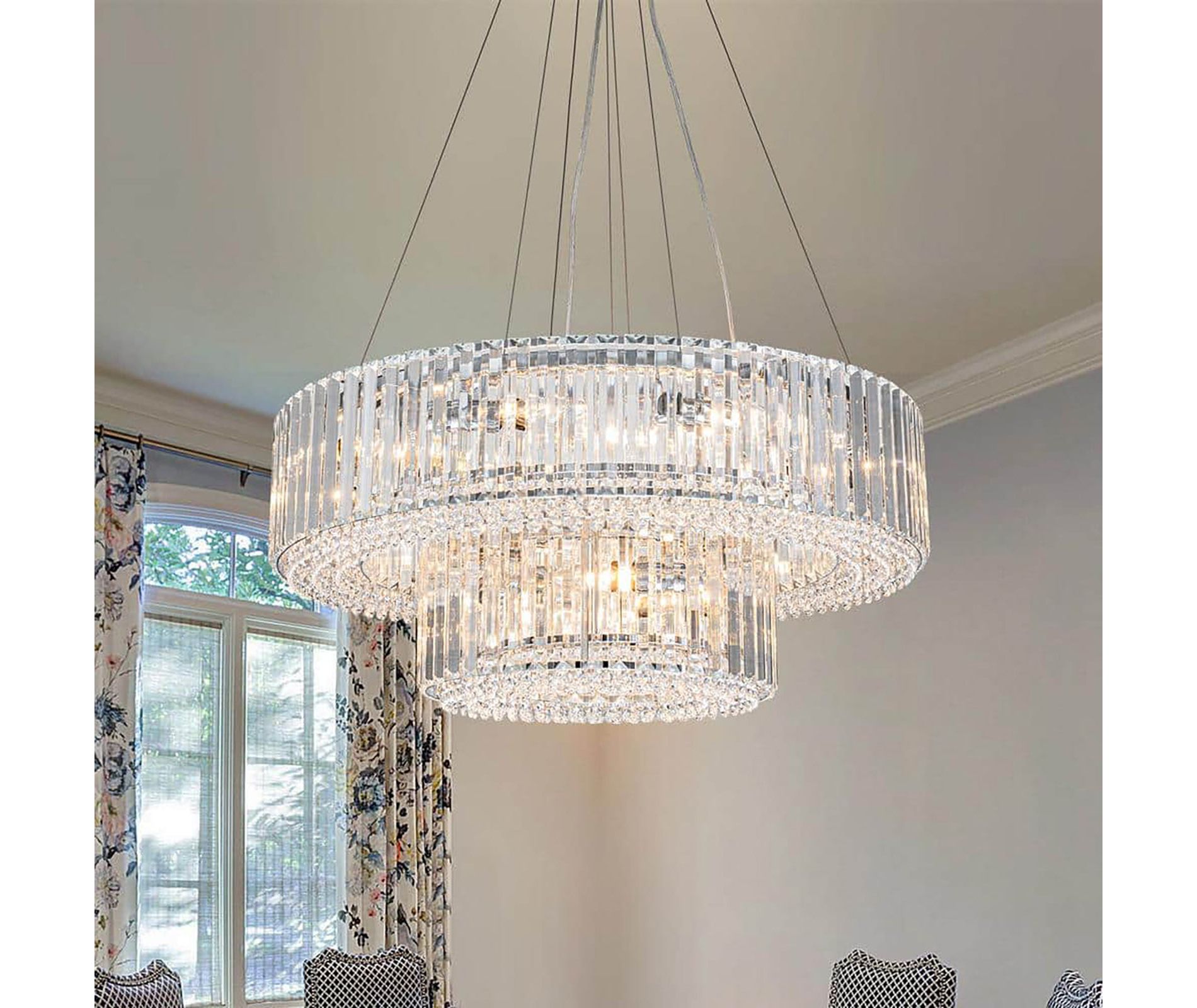 LLHZSY 12 Light Chrome Modern Round Crystal Chandelier for Dining Room 25 31/32“