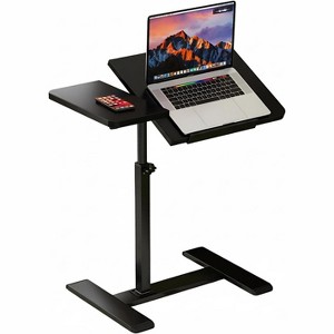 Height Adjustable Overbed Bedside Table with Wheels, Split Top Tilt Bedside Table, Mobile Laptop Computer Standing Desk Cart with Tray - 1 of 4