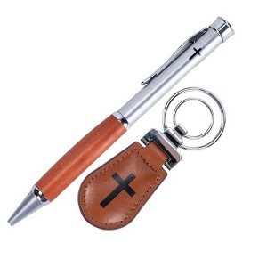 Dicksons Blessed Retirement Natural Brown 7 x 4 Inch Pen and Key Chain Boxed Set - 1 of 4