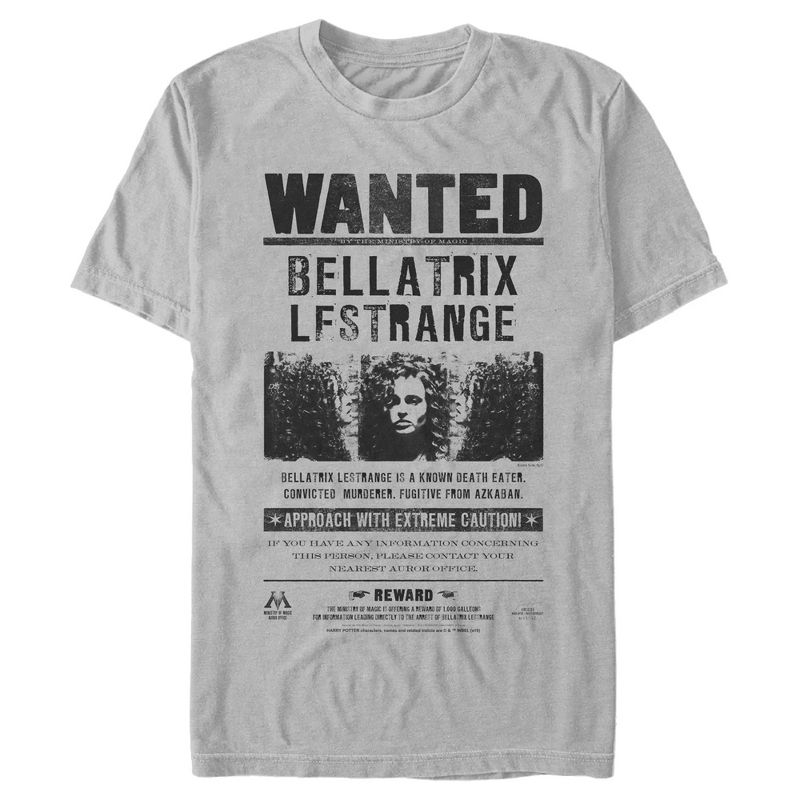 Men's Harry Potter Bellatrix Lestrange Wanted Poster T-Shirt, 1 of 4
