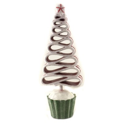 Christmas 13.25" Red & White Ribbon Candy Tree Decor Centerpiece Sugar Sweet  -  Decorative Figurines