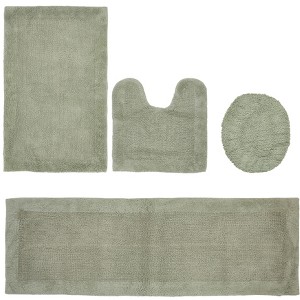 Edge Bath Rug 100% Premium Cotton Ultra-Soft Water Absorbent Tufted Solid Reversible 4 Piece Bathroom Rug Set for Machine Washable Bathmat - 1 of 2