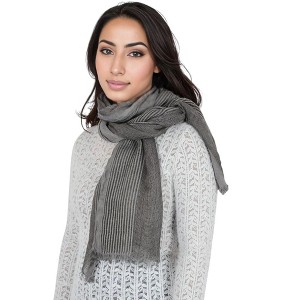 Anna-Kaci Vintage Textured Striped Scarf Lightweight Fringed Soft Warm Wrap Shawls for Women - 1 of 4