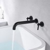 Sumerain Wall Mount Tub Filler High Flow Rate Matte Black Tub Faucet, Two Handles Solid Brass - 2 of 4