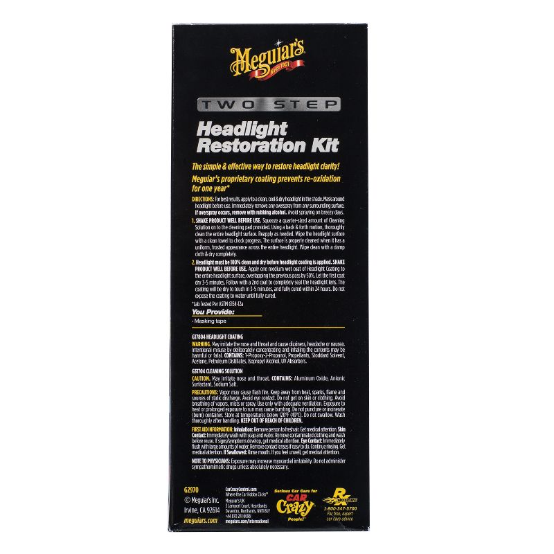 Meguiars Two Step Headlight Restoration Kit, Restores Headlights to Clear Finish, 3 of 7