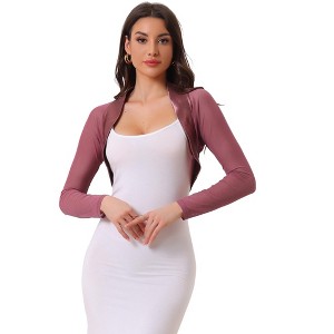 INSPIRE CHIC Women's Sheer Elegant Wedding Open Front Crop Bolero Shrugs - 1 of 4