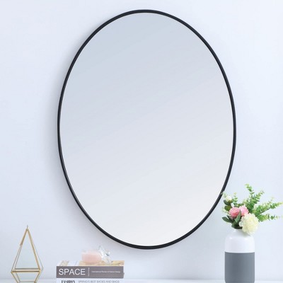 40-Inch Black Oval Metal Frame Mirror