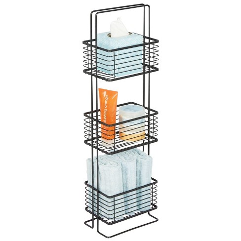 Mdesign Slim Metal Wire 3-tier Standing Bathroom Storage Baskets - Matte  Black : Target