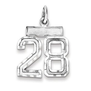 Black Bow Jewelry Sterling Silver, Varsity Collection, Small D/C Pendant, Number 28 - 1 of 4
