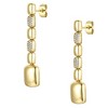 Sophisticated 14K Yellow Gold Linear Dangle Earrings Featuring Cubic Zirconia Rectangle Links for a Modern and Elegant Look - 2 of 2