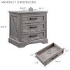 SinCiDo 24" Wide Farmhouse Nightstand with Charging Station & 3 Drawers & Handles, End Table for Bedroom, Living Room - 3 of 4