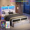 Pinmoco Bed Frame with 49.2 inch High LED Storage Headboard and 2 Drawers, Metal Platform Bed with Charging Station, Height Adjustable - 4 of 4