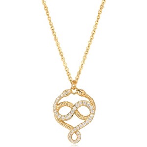 Gold Plated Faith Necklace for Women, Cross Evil Eye & Angel Wing CZ Pendant - 1 of 4