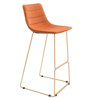 Zuo Adele Barstool (Set of 2) Orange & Gold