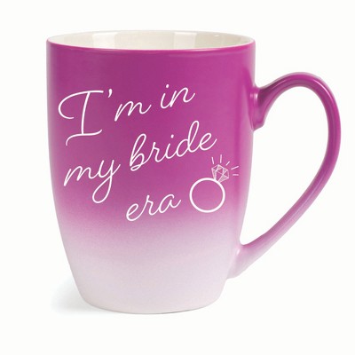 Elanze Designs I'm In My Bride Era Two Toned Ombre Matte 10 ounce New Bone China Coffee Tea Cup Mug For Your Favorite Morning Brew, Pink and White