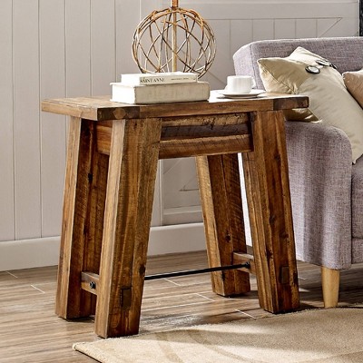 Durango 27" Rustic Industrial Wood End Table with Metal Accents