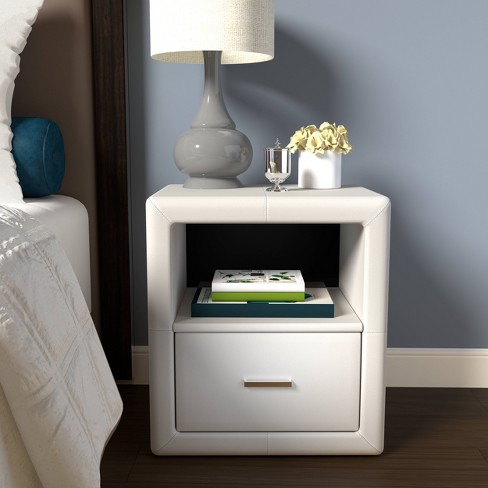 Cassie Mid-century Modern Nightstand Walnut/white - Buylateral : Target