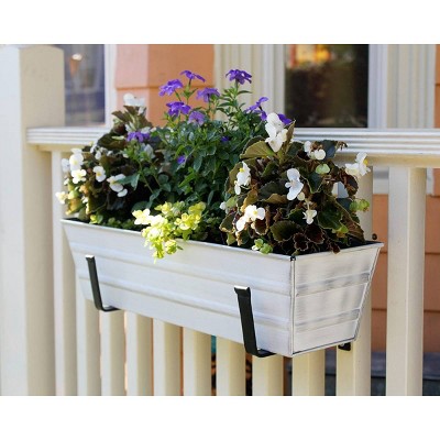 24" Galvanized Steel White Rectangular Planter Box