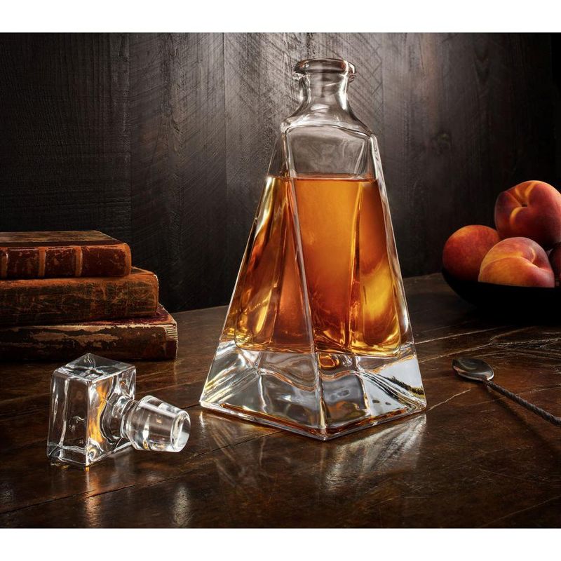 JoyJolt Atlas Crystal Modern Whiskey Decanter – 22 oz Small Liquor Decanter with Stopper, 3 of 8