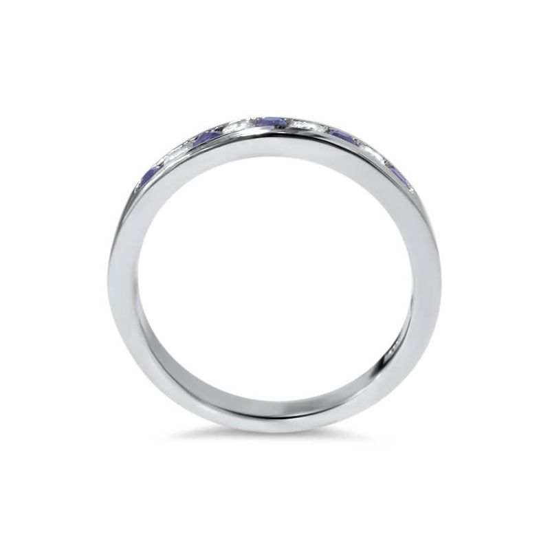 Pompeii3 1/4ct Diamond & Blue Sapphire Anniversary Wedding Ring 14k White Gold, 3 of 6