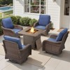 Buenhomino 5 Pieces Patio Furniture Set with Fire Pit Table - 4 Outdoor Swivel Rocker Chairs with 50000 BTU Propane Fire Pit Table - 2 of 4