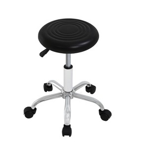 FDW Salon Chair Rolling Stool Adjustable 12 Inches Hydraulic Rolling Swivel Bar Stool Tattoo Facial Massage Salon Chair with Padded Seat, Black - 1 of 4