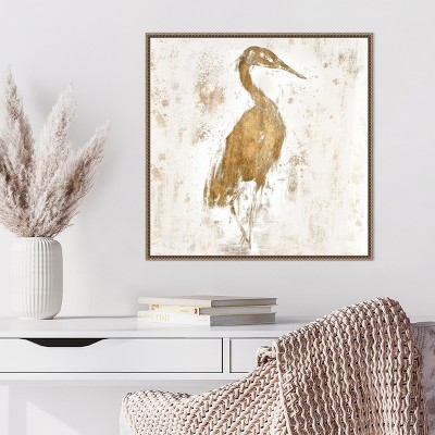 Gilded Heron Abstract Canvas Framed Wall Art 22 x 22-in