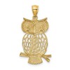 Black Bow Jewelry 14k Yellow Gold & White Rhodium Moveable Owl Pendant, 17mm (5/8 inch) - 3 of 4