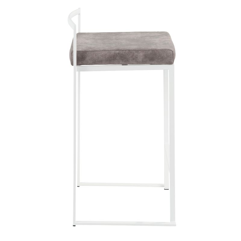 Set of 2 26&#34; Fuji Contemporary Counter Height Barstools White/Stone Gray - LumiSource, 5 of 15