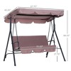 VisioGear 3-Seat Outdoor Patio Swing Chair with Removable Cushion, Stand and Adjustable Tilt Canopy for Patio, Garden, Brown, 67.75"*43.25"*60.25" - 3 of 4