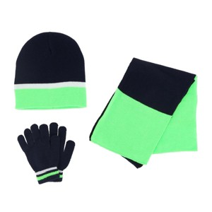 Polar Wear Girl's 3-6 Color Block Winter Beanie Scarf and Gloves Set - 1 of 4