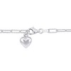EVERLY JEWELRY | Silver Heart Charm Lariat Oval Link Necklace– Multiple Metal color Options - 2 of 4