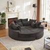 AENKYO 78.5" Oversized Round Recliner, 2-in-1 Corduroy Sleep Sofa Bed Converts to Two Recliners, with 10 Pillows, No Assembly Required, Beige - 4 of 4